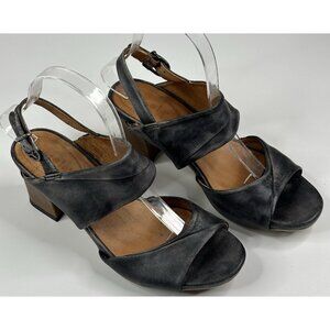 Bussola Martinique Mari Washed Napa Black Open Toe Sandal Size EU 39 US 8-8.5